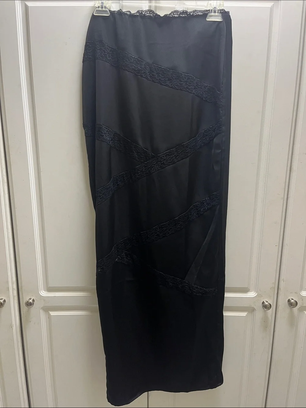 Meshki Black Lace-Trim Maxi Skirt - Women's Skirt